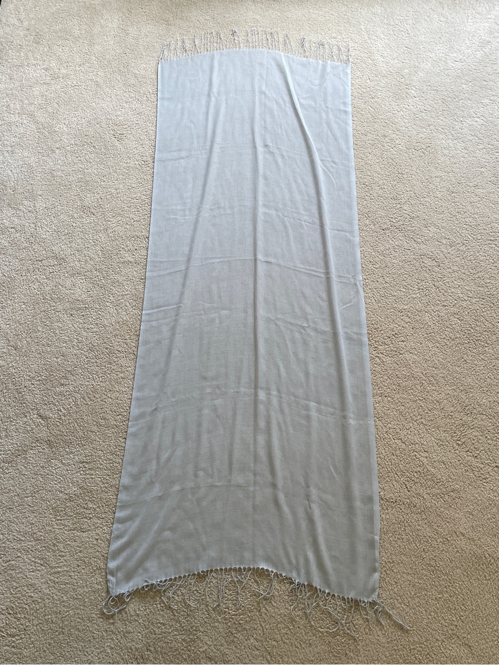 Light Cream Fringe Scarf Shawl 27” x 70”